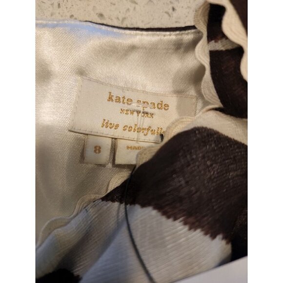 kate spade Brown Zebra One Shoulder Shirt Top Size 8 - Picture 7 of 10